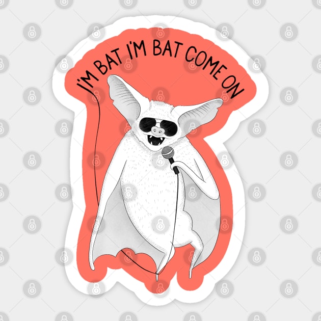 Bat | Animal Karaoke collection | Red Sticker by DrawingEggen